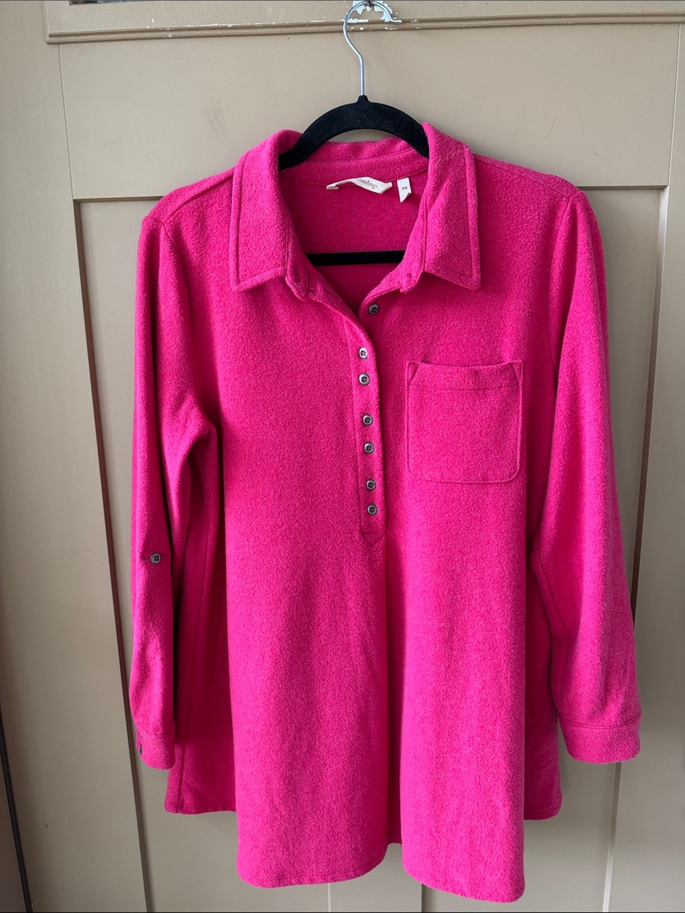Soft Surroundings Petite Medium Pink Fleece Hanley Tunic Top